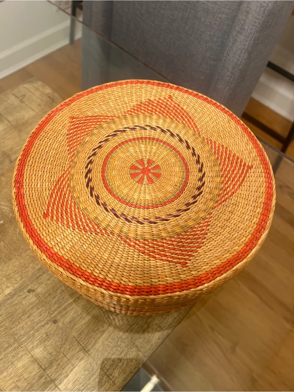 Vintage Handwoven Decorative Round Basket with Lid